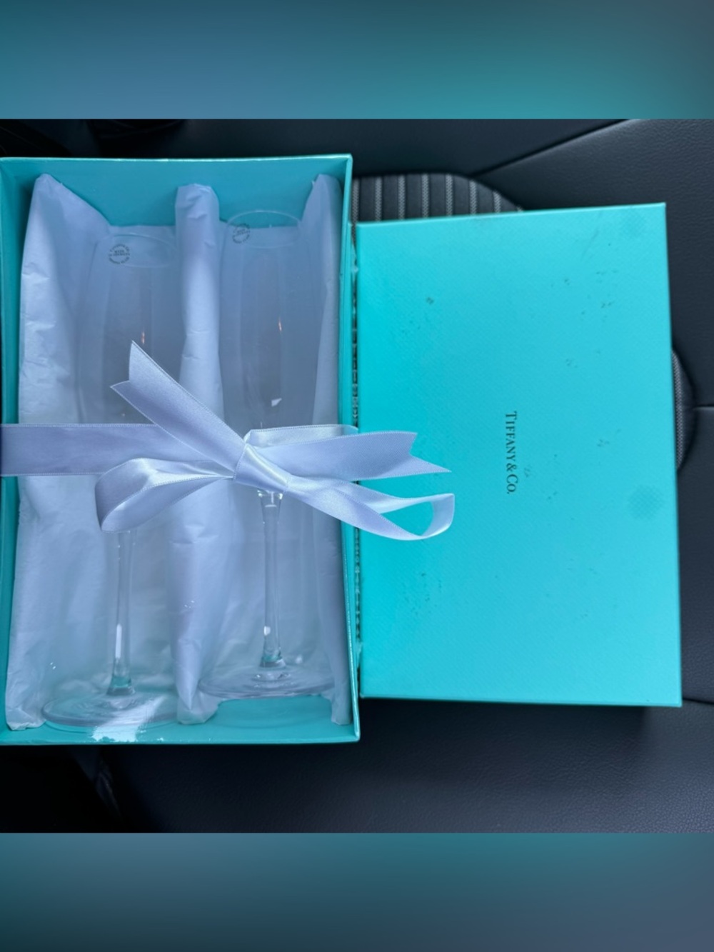 NEW IN BOX! Tiffany & Co. Champagne Flutes in Crystal Glass, Set of Two